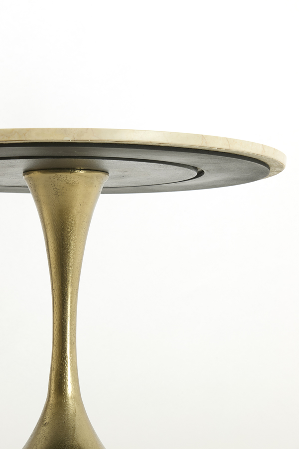 Light & Living Bijzettafel Ø59x41 cm TOMAR zand-roze marmer+licht goud