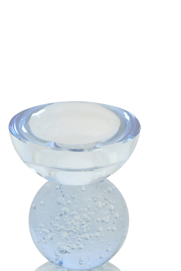 Light & Living Kandelaar Ø9,5x15,5 cm ITINGA glas bubbel licht blauw