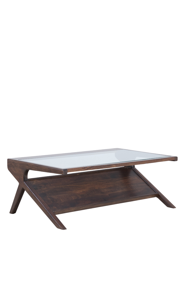 Light & Living Salontafel 112x70x41 cm YUKI mango hout chocolade bruin+glas