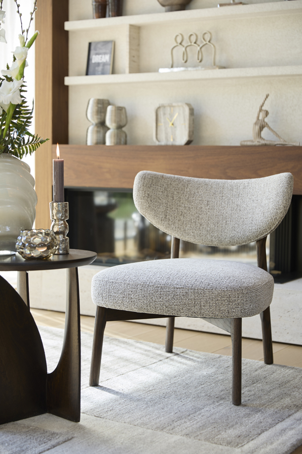Light & Living Stoel 69x62x74 cm UTSIRA hout donker bruin+crème-bruin