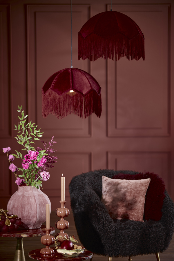 Light & Living Hanglamp Ø50x38 cm MALACIA velvet bordeaux