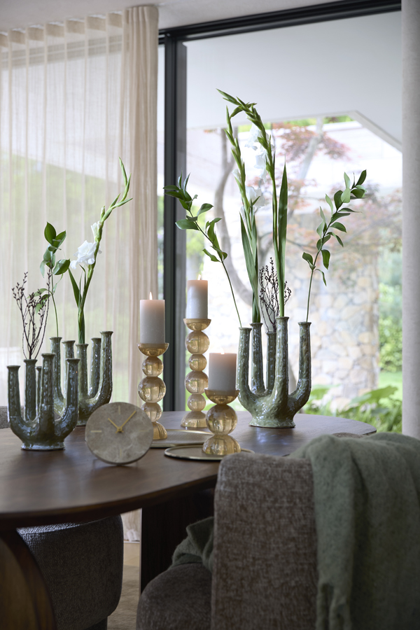 Light & Living Vaas deco 22x16,5x30 cm LEONJO keramiek olie licht groen