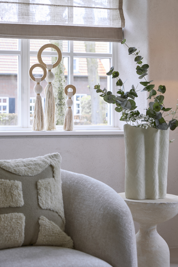 Light & Living Ornament Ø11x47 cm YAVIZA crème+raffia naturel