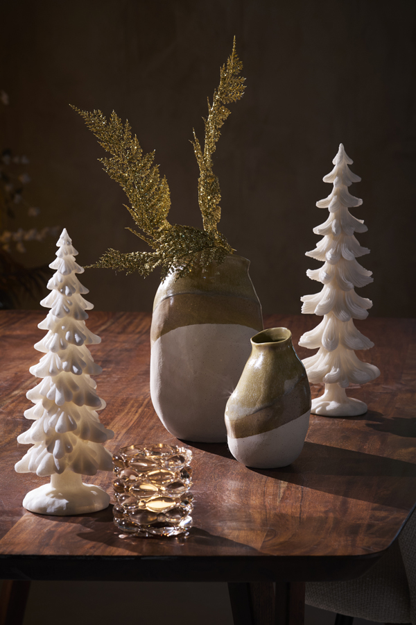 Light & Living Vaas deco 20,5x20x33 cm YULARA keramiek bruin+crème