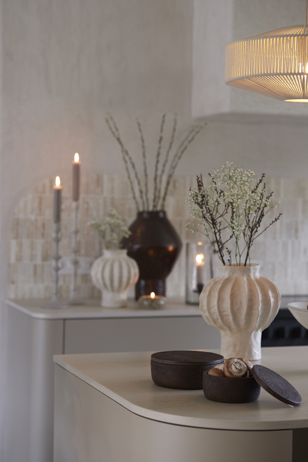 Light & Living Deco box Ø19x7 cm METETI hout structuur donker bruin