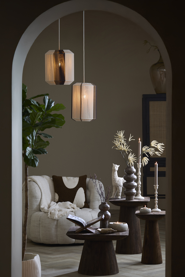 Light & Living Hanglamp Ø30x46 cm KOZANA crème+donker bruin