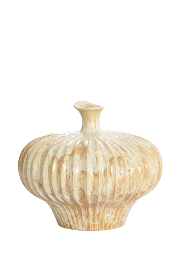 Light & Living Vaas deco 31x29,5x25,5 cm NEVANO crème+oranje-bruin