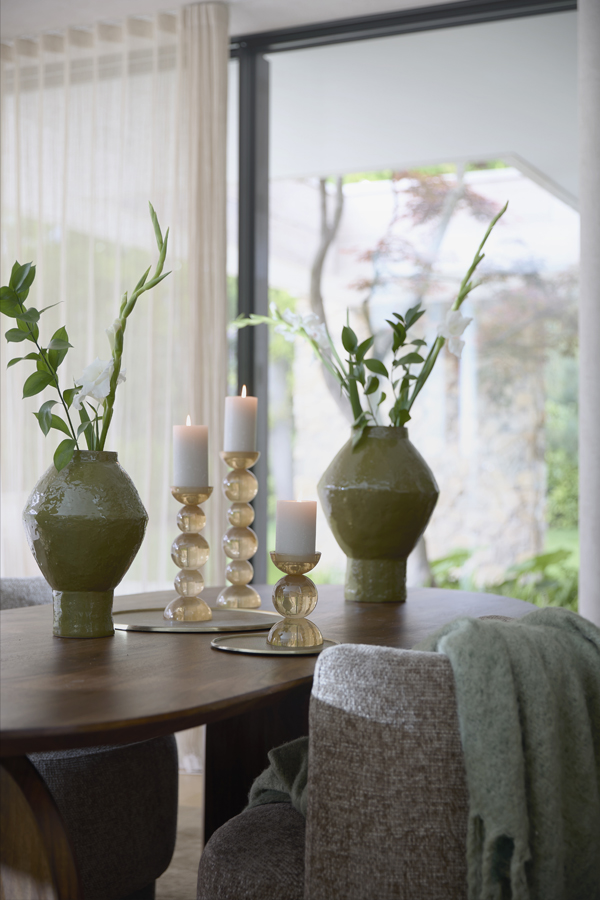 Light & Living Vaas deco Ø22,5x33 cm VASORA keramiek glans olijf groen