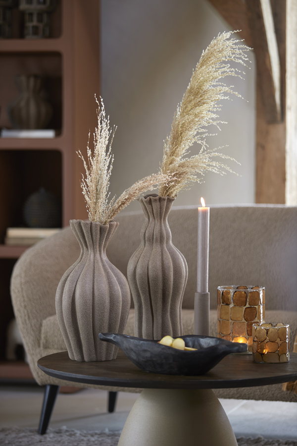 Light & Living Vaas deco Ø17,5x47,5 cm SILVIO keramiek mat bruin