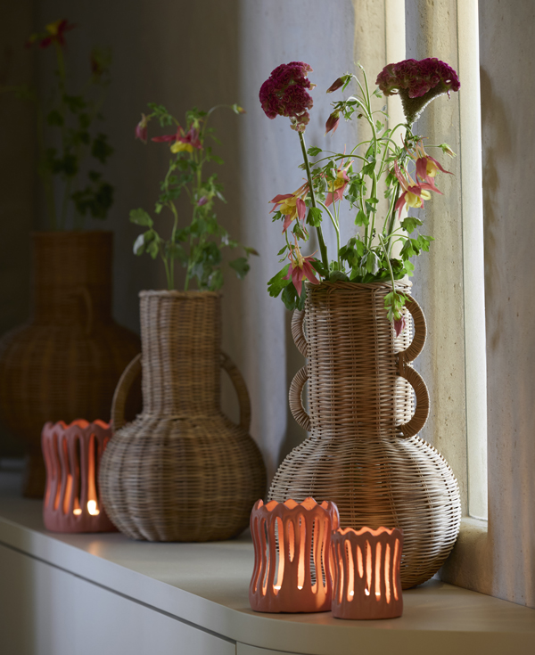 Light & Living Vaas deco Ø25x35 cm NARINO rotan bruin