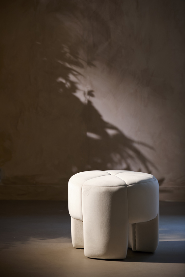 Light & Living Poef Ø51x45 cm BATOEMI velvet wit