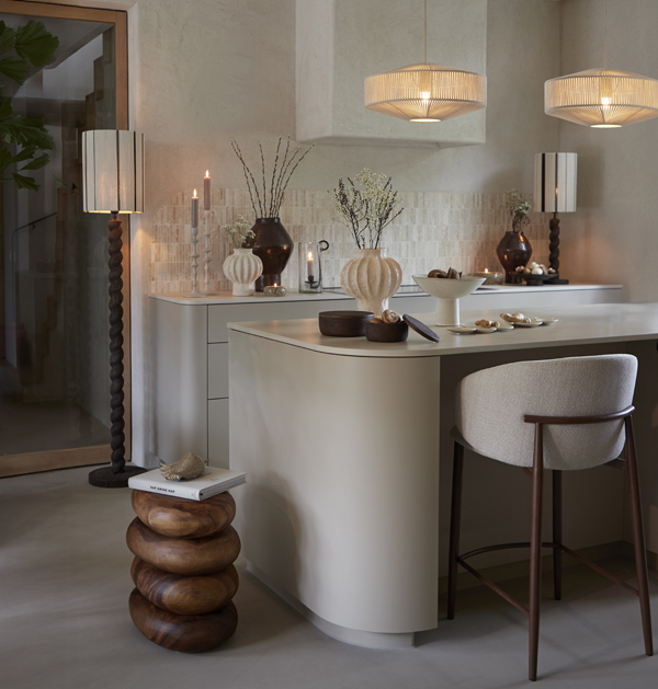 Light & Living Barkruk 57x55x94 cm ALUKO crème+bruin