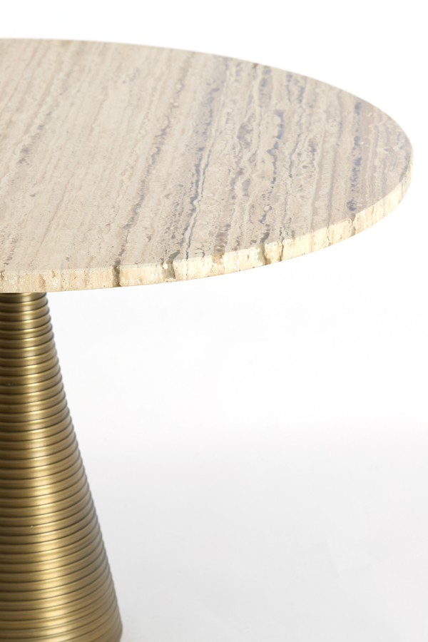 Light & Living Salontafel Ø60x40 cm BAHIA zand travertin+antiek brons