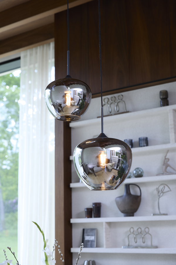 Light & Living Hanglamp Ø30x25 cm MAYSON smoke glas-mat zwart