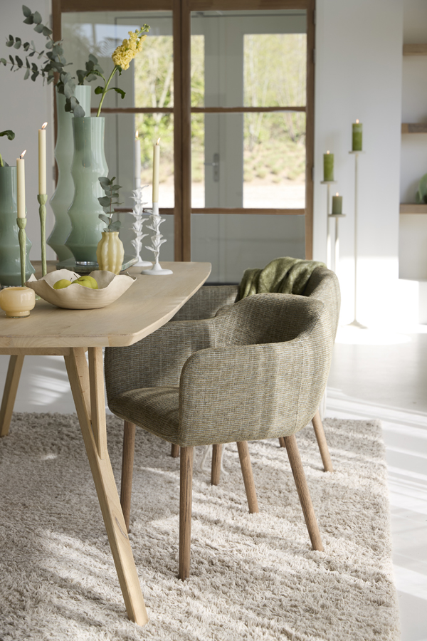 Light & Living Eetkamerstoel 59,5x59x76 cm BLAINE groen+hout donker bruin