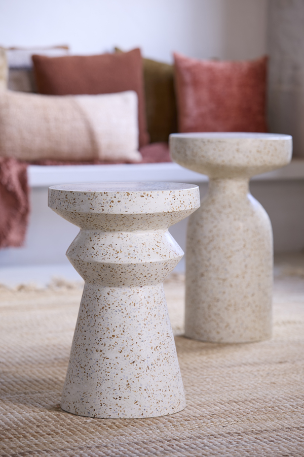 Light & Living Bijzettafel Ø32x47 cm SELLA terrazzo crème