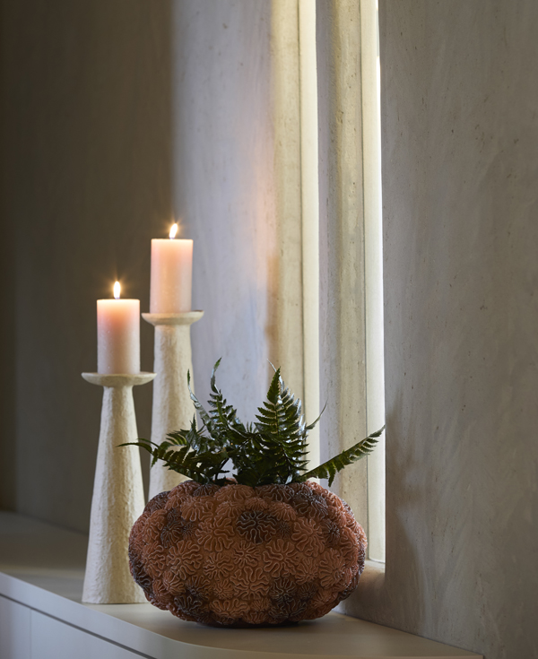 Light & Living Kaarsenhouder 12,5x12x37 cm OTA zand+licht bruin gespikkeld