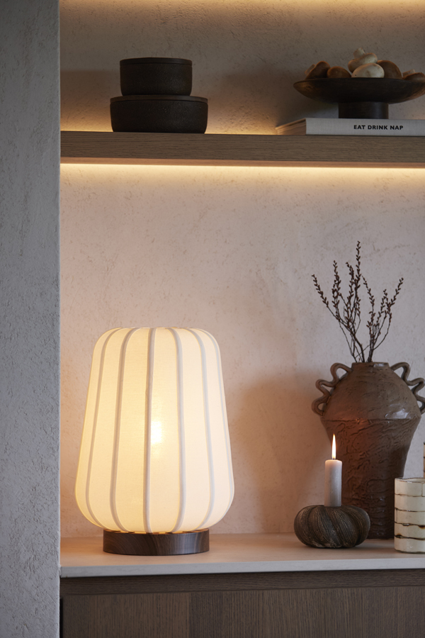 Light & Living Tafellamp Ø30x41,5 cm BIBIA hout print donker bruin+wit