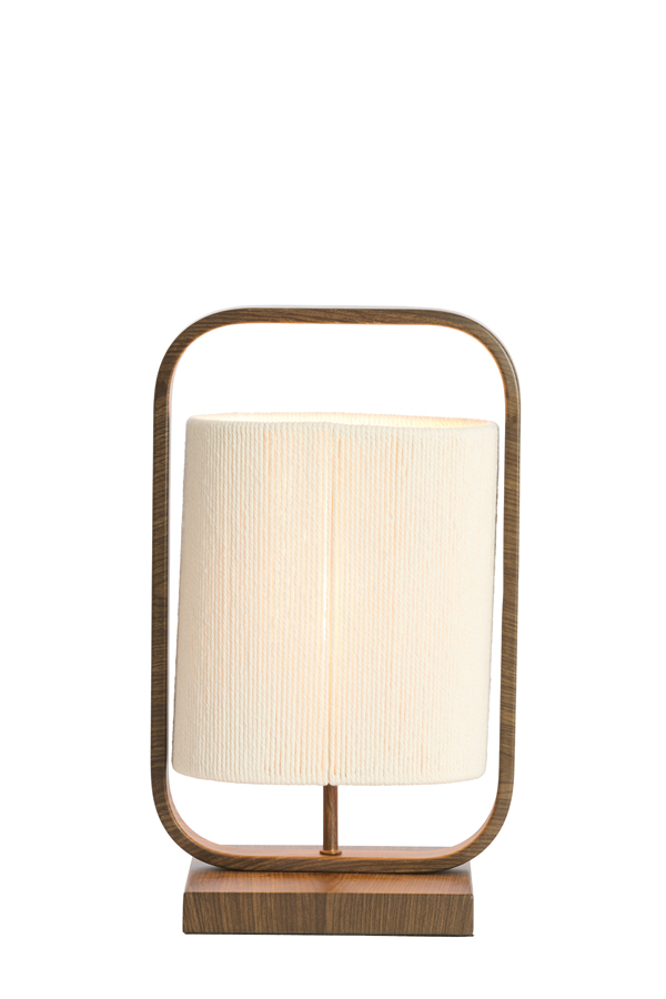 Light & Living Tafellamp 22,5x15x37,5 cm LECCE hout prnt d bruin+touw crème
