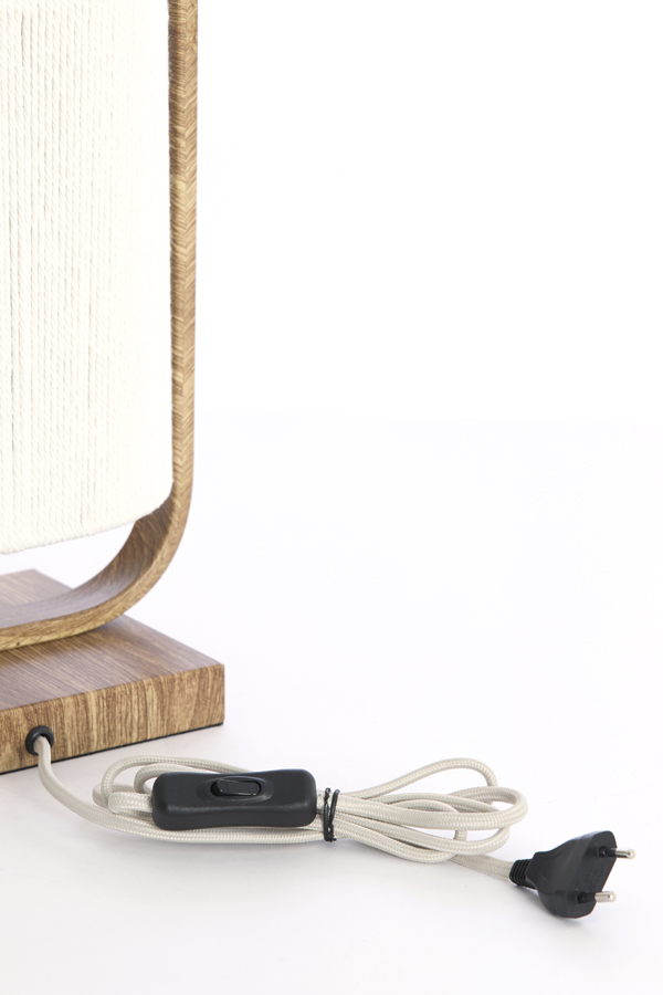 Light & Living Tafellamp 22,5x15x37,5 cm LECCE hout prnt naturel+touw crème