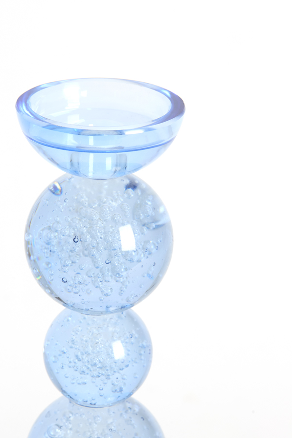 Light & Living Kandelaar Ø9,5x34 cm ITINGA glas bubbel licht blauw