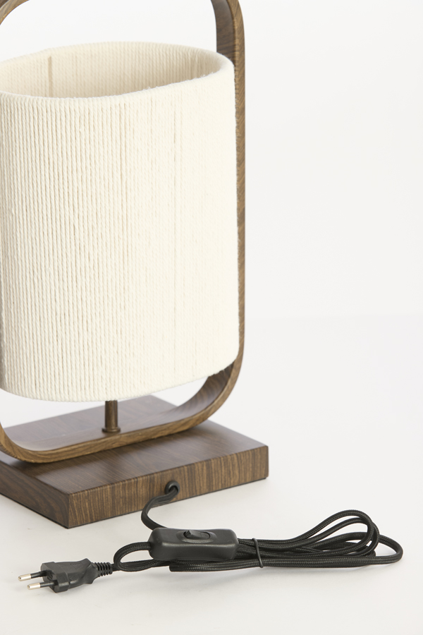 Light & Living Tafellamp 22,5x15x37,5 cm LECCE hout prnt d bruin+touw crème
