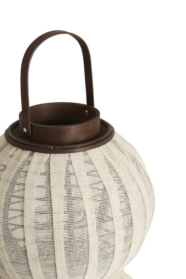 Light & Living Windlicht Ø31x64 cm ARBORE linnen bruin+hout donker bruin