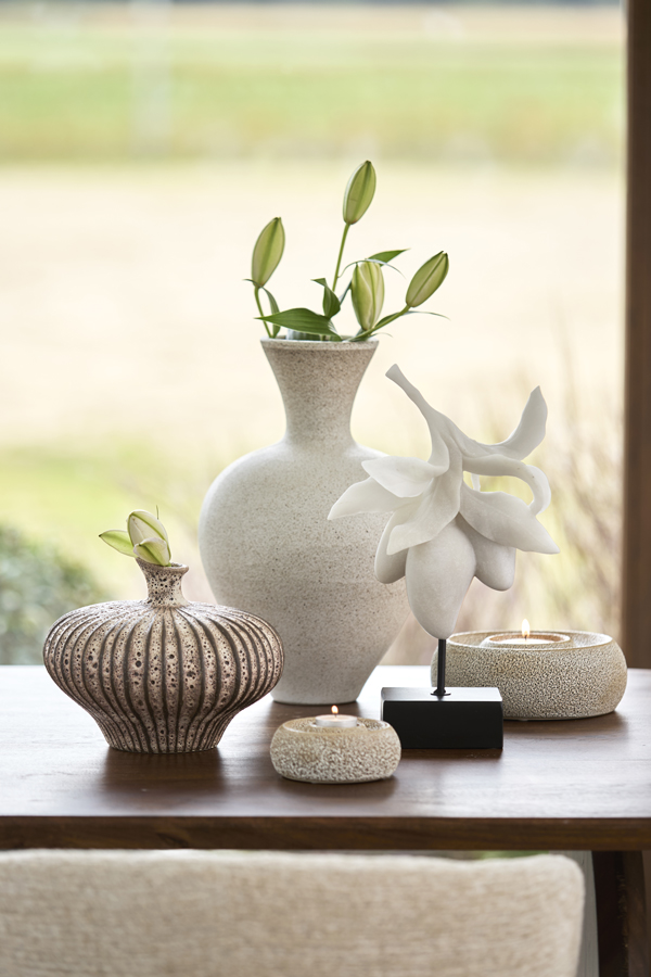 Light & Living Vaas deco 31x29,5x25,5 cm NEVANO mat donker bruin+crème
