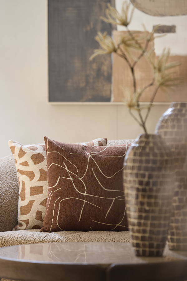 Light & Living Kussen 45x45 cm ALPENA terra+crème veren gevuld