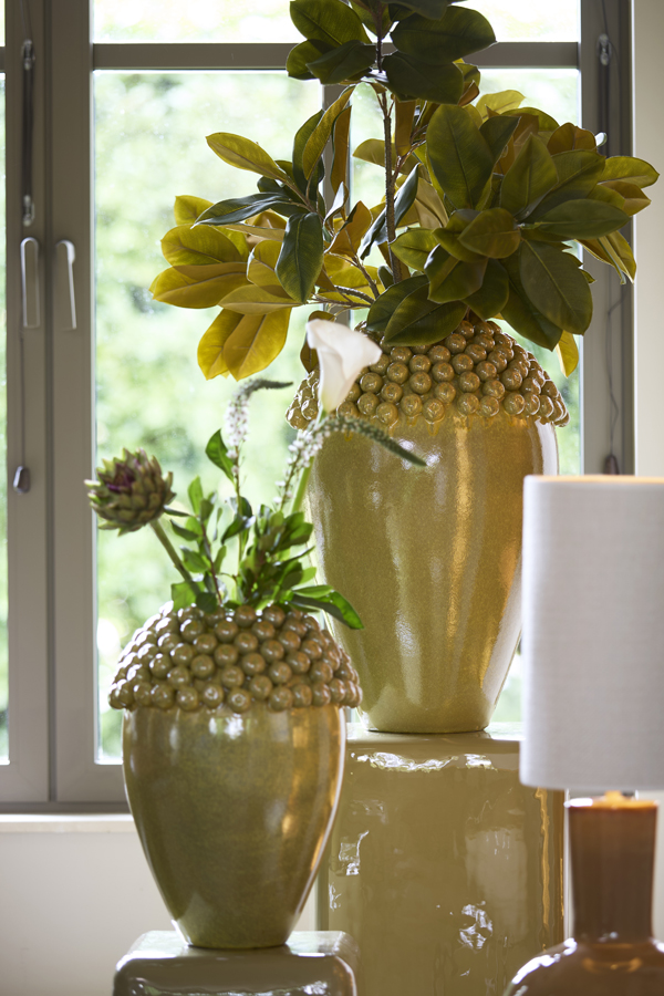 Light & Living Vaas deco Ø39,5x57 cm LOVRO keramiek olijf groen-bruin