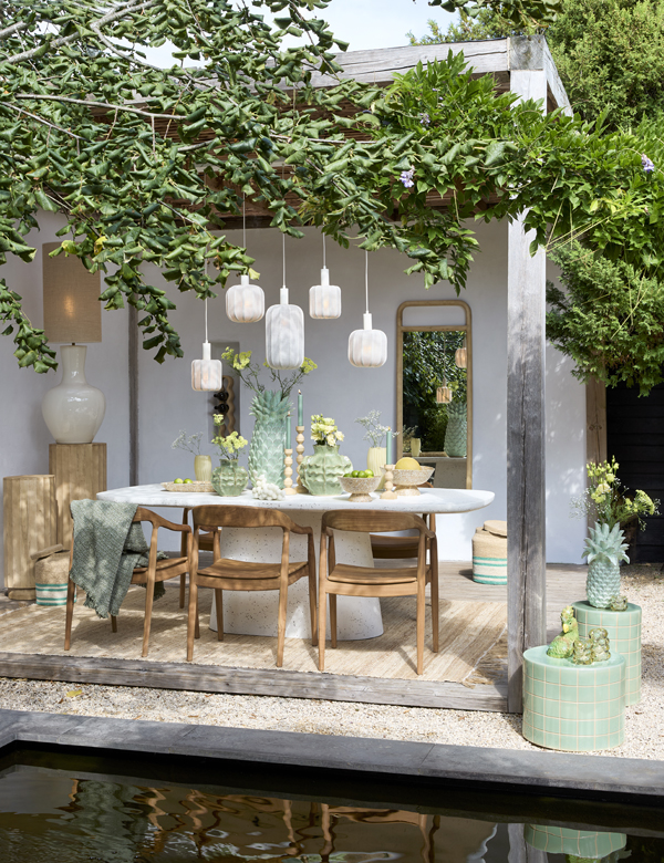 Light & Living Eettafel 220x105x76 cm HAMURA terrazzo wit