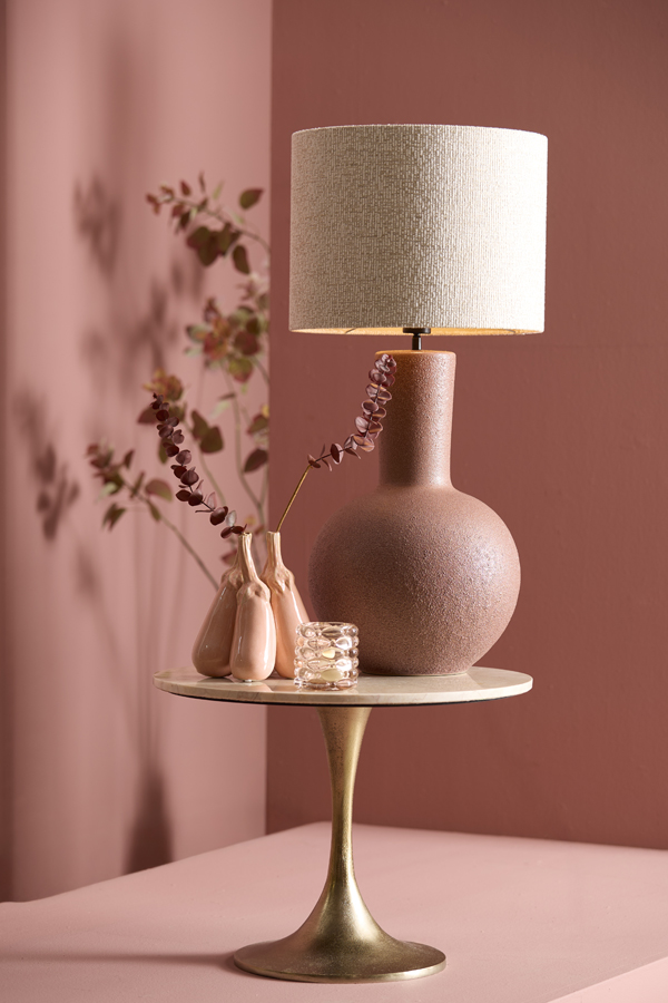 Light & Living Bijzettafel Ø59x41 cm TOMAR zand-roze marmer+licht goud