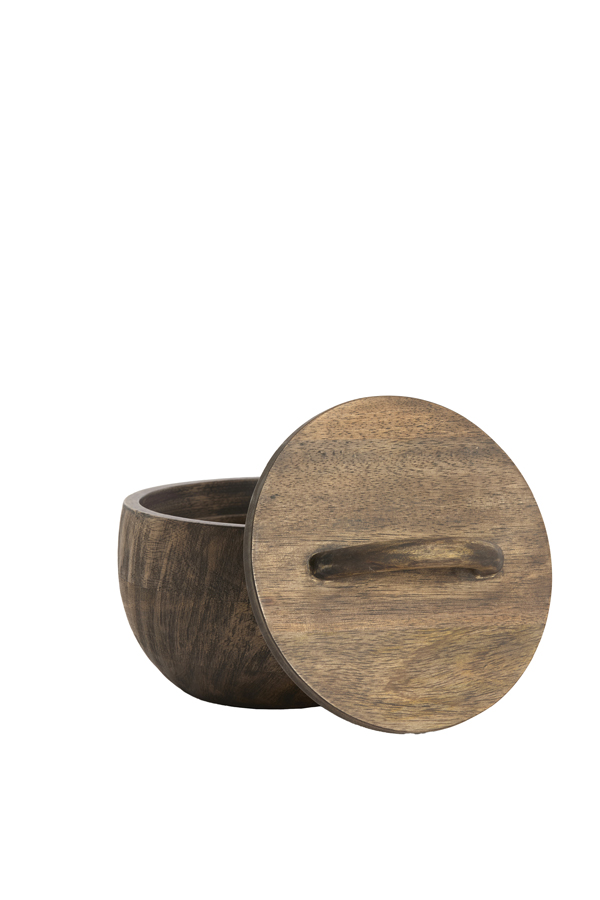 Light & Living Deco box Ø20x14,5 cm VEDRA mango hout antiek donker bruin