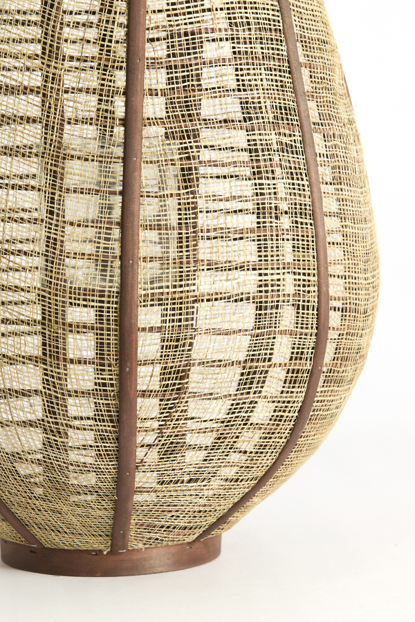Light & Living Windlicht Ø37x69,5 cm LINOA linnen bruin+hout donker bruin