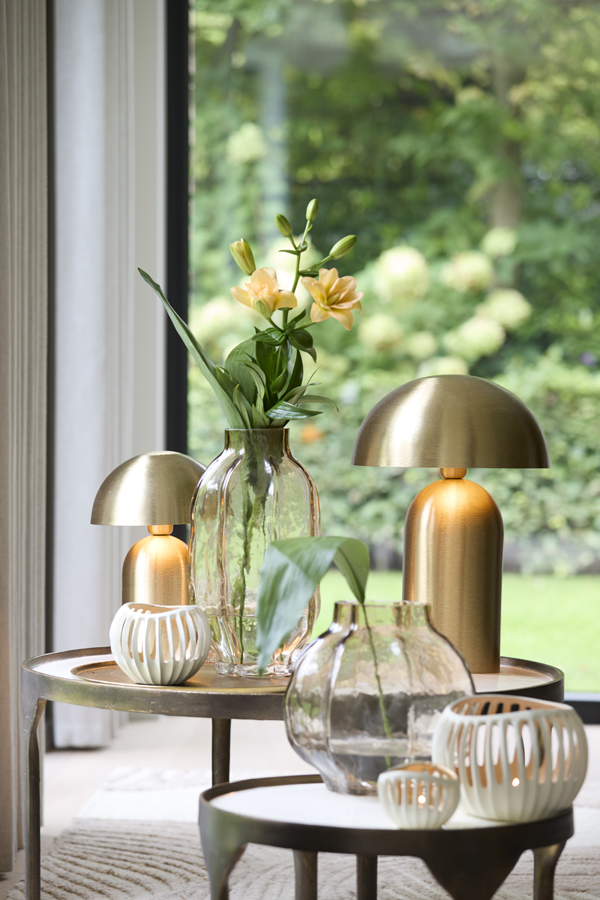 Light & Living Theelicht Ø16x12 cm CHALCO crème+goud