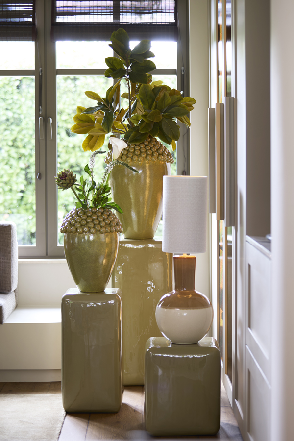 Light & Living Lampvoet Ø28,5x52 cm ULLOA keramiek licht bruin+crème