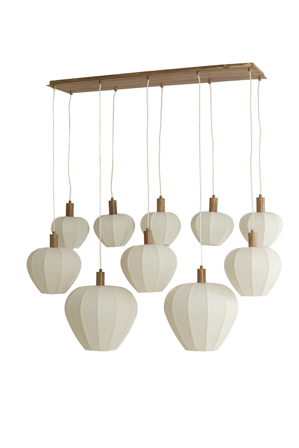 Light & Living Hanglamp 10L 144x49x97,5 cm HUXI hout prnt nat+linnen crème