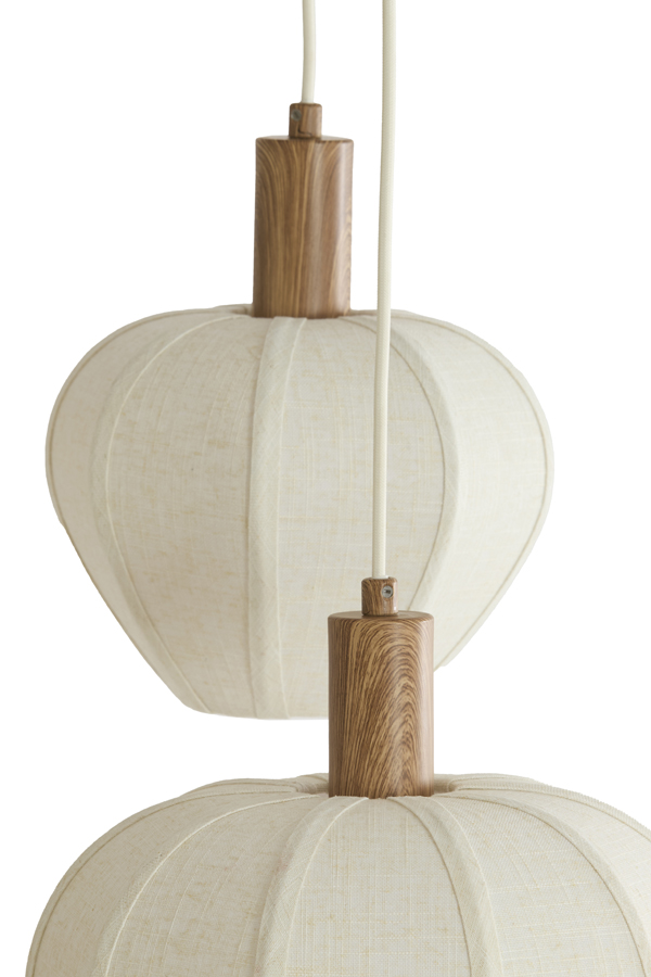 Light & Living Hanglamp 10L 144x49x97,5 cm HUXI hout prnt nat+linnen crème