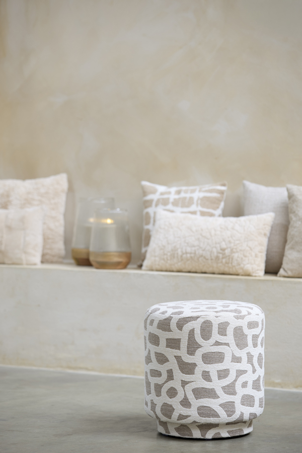 Light & Living Poef Ø40x44 cm DAVONTE taupe+beige