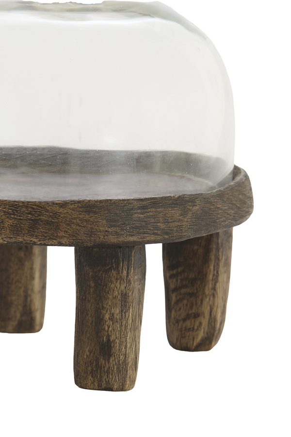Light & Living Schaal Ø20,5x24 cm BIA mango hout antiek bruin+glas helder