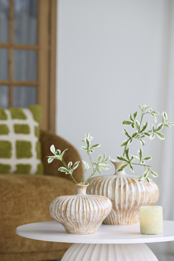 Light & Living Vaas deco 31x29,5x25,5 cm NEVANO crème+oranje-bruin