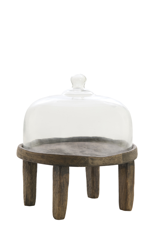 Light & Living Schaal Ø27x30 cm BIA mango hout antiek bruin+glas helder