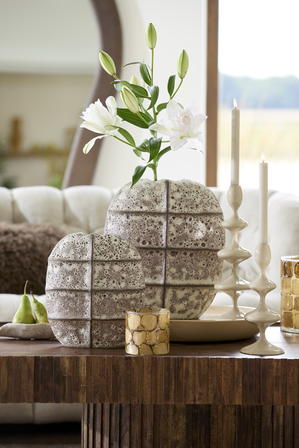 Light & Living Vaas deco 25x12,5x28 cm MANTU keramiek mat donkr bruin+crème