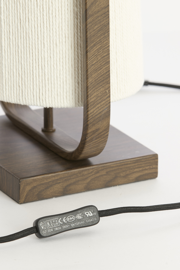 Light & Living Tafellamp 22,5x15x37,5 cm LECCE hout prnt d bruin+touw crème