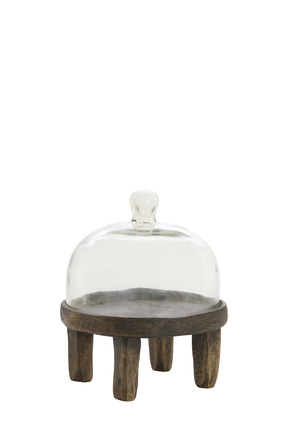 Light & Living Schaal Ø20,5x24 cm BIA mango hout antiek bruin+glas helder
