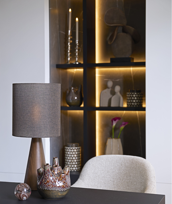 Light & Living Kap cilinder 25-25-27 cm BRANFO linnen donker bruin