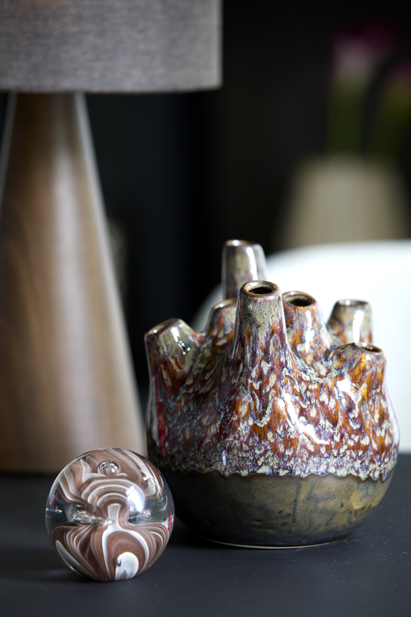 Light & Living Vaas deco Ø16x18 cm COSENZA keramiek bruin+brons