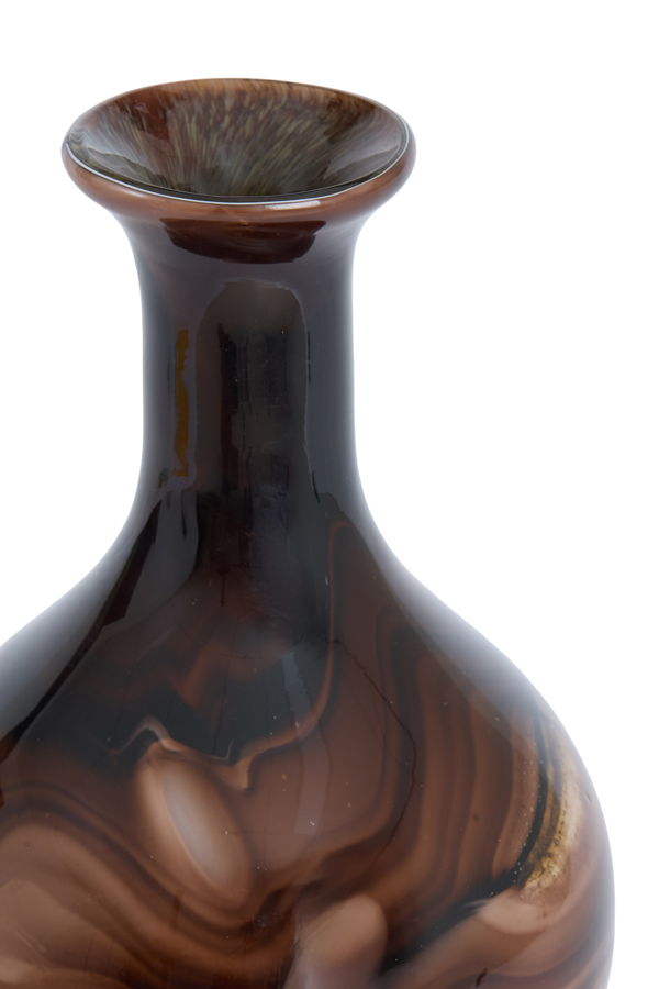 Light & Living Vaas Ø14,5x29,5 cm JORVEN glas bruin+crème+zwart