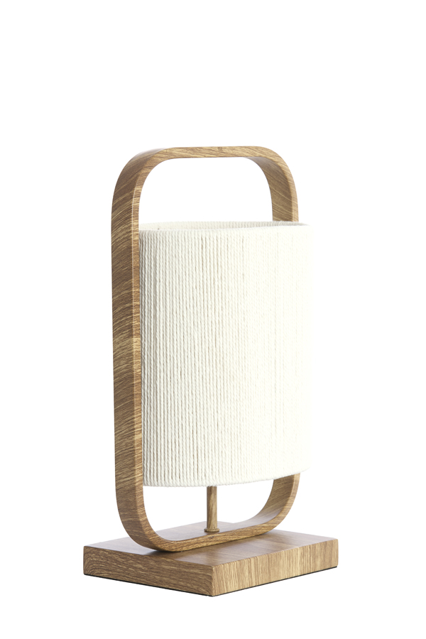 Light & Living Tafellamp 22,5x15x37,5 cm LECCE hout prnt naturel+touw crème
