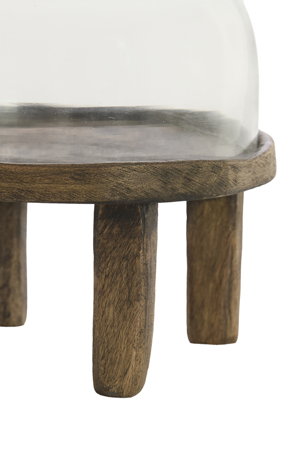 Light & Living Schaal Ø27x30 cm BIA mango hout antiek bruin+glas helder
